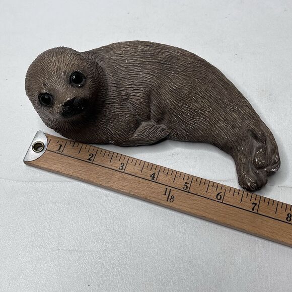 Vintage 1981 Sandicast By Sandra Brue Brown Harp Seal Pup Sculpture Figurine 7" - Picture 16 of 16